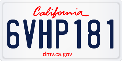 CA license plate 6VHP181