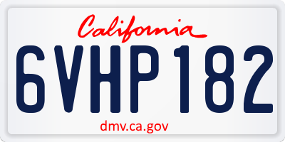 CA license plate 6VHP182
