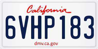 CA license plate 6VHP183