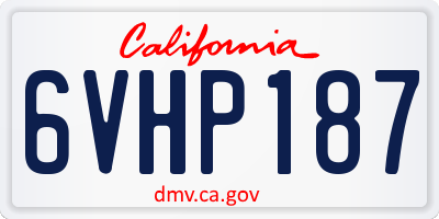 CA license plate 6VHP187