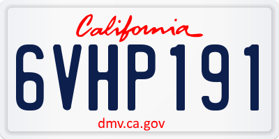 CA license plate 6VHP191