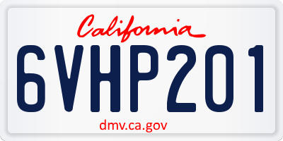 CA license plate 6VHP201