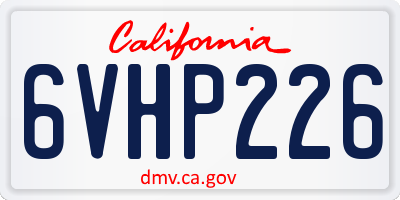 CA license plate 6VHP226