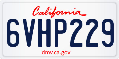 CA license plate 6VHP229