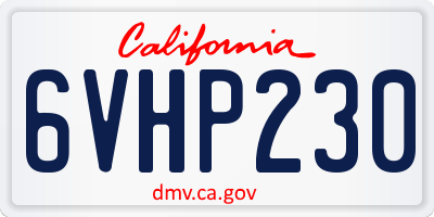 CA license plate 6VHP230