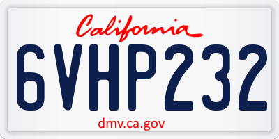 CA license plate 6VHP232
