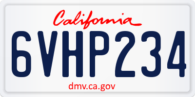 CA license plate 6VHP234