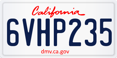 CA license plate 6VHP235