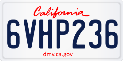CA license plate 6VHP236