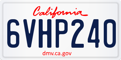 CA license plate 6VHP240