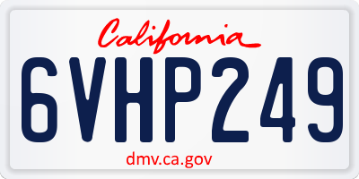 CA license plate 6VHP249