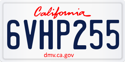 CA license plate 6VHP255