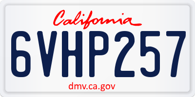 CA license plate 6VHP257