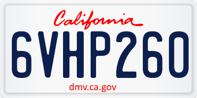 CA license plate 6VHP260