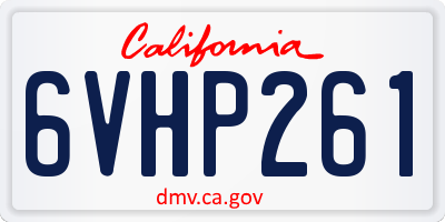 CA license plate 6VHP261
