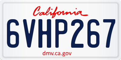 CA license plate 6VHP267