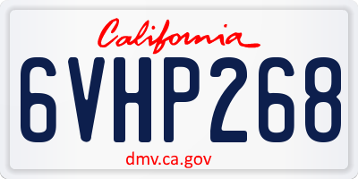 CA license plate 6VHP268