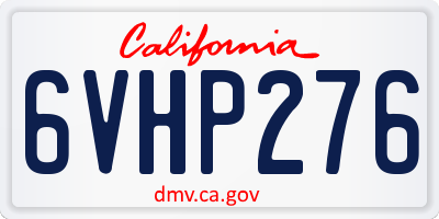 CA license plate 6VHP276