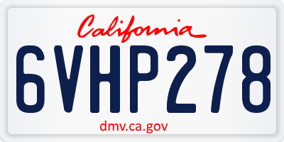 CA license plate 6VHP278
