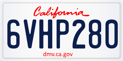 CA license plate 6VHP280
