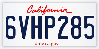 CA license plate 6VHP285