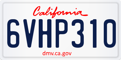 CA license plate 6VHP310