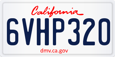 CA license plate 6VHP320