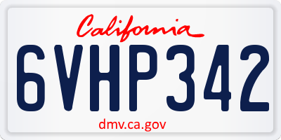 CA license plate 6VHP342