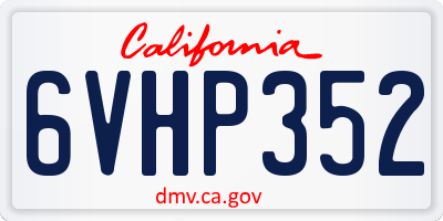 CA license plate 6VHP352