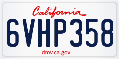 CA license plate 6VHP358