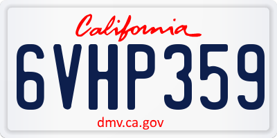 CA license plate 6VHP359