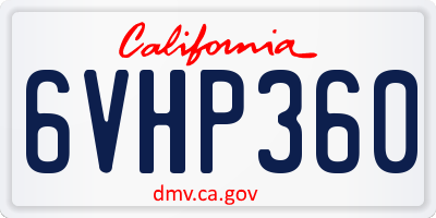 CA license plate 6VHP360