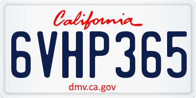 CA license plate 6VHP365