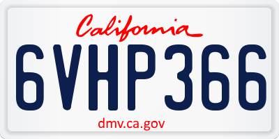 CA license plate 6VHP366