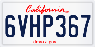 CA license plate 6VHP367