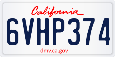 CA license plate 6VHP374