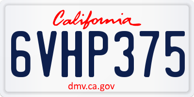 CA license plate 6VHP375