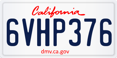 CA license plate 6VHP376