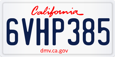 CA license plate 6VHP385