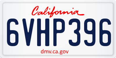 CA license plate 6VHP396