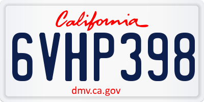 CA license plate 6VHP398