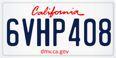 CA license plate 6VHP408