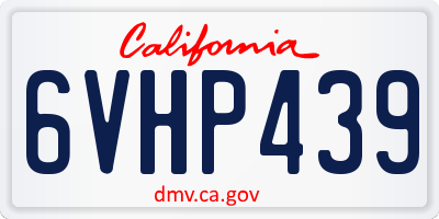 CA license plate 6VHP439