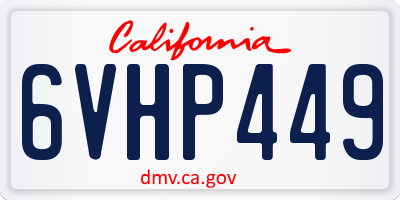 CA license plate 6VHP449