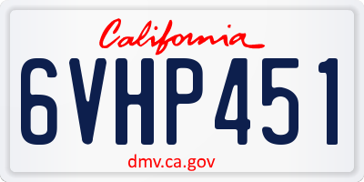 CA license plate 6VHP451
