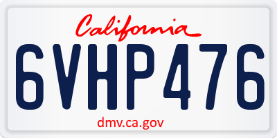 CA license plate 6VHP476