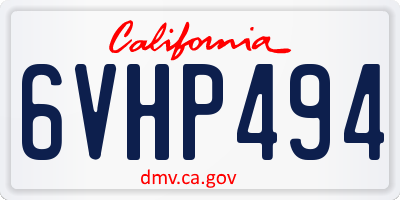 CA license plate 6VHP494