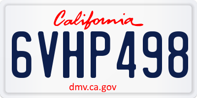 CA license plate 6VHP498