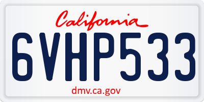 CA license plate 6VHP533