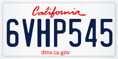 CA license plate 6VHP545